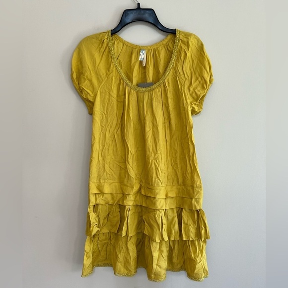Anthropologie Dresses & Skirts - NWT Anthropologie Maeve Knit Babydoll Ruffle Tiered Mini Dress, Yellow Gold, XS